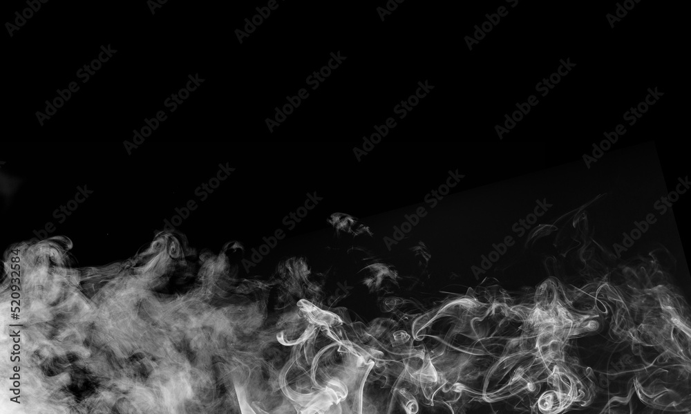 Wall mural Abstract smoke texture frame over black background. Fog in the darkness concept