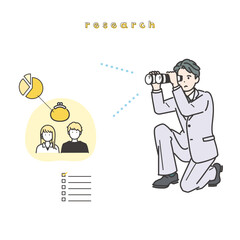調査をする男性コンサルタントのイラスト素材