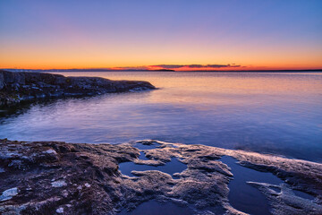 Sunset over the lake Näsijärvi