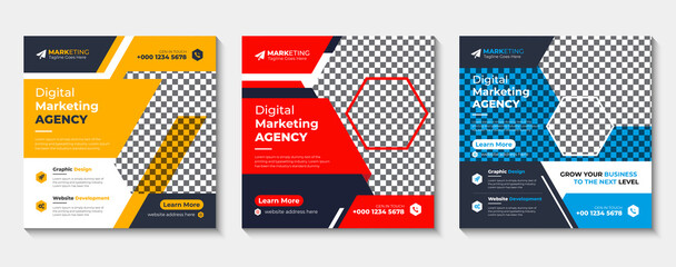 Creative social media post banner template, Corporate social media banner design, Set of Editable minimal square banner template, Professional & modern corporate social media post template design, 