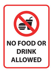 No Food or Drink Allowed Sign