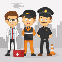 Rescue service team run flat style