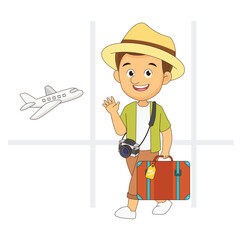 Tourist Young man with luggage