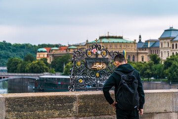 Touch Luck Charles Bridge. Statue on the charles bridge in prague.