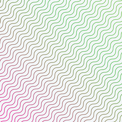 Pink and green line wave and white background