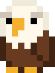 Pixel 8 bit bald eagle - vector, isolated