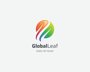 Abstract colorful leaf circle logo gradient