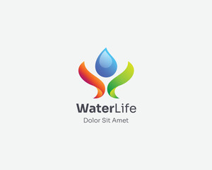 Creative colorful water drop life people logo gradient