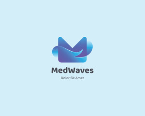 Letter m with creative waves logo gradient