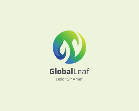 Creative global leaf logo gradient
