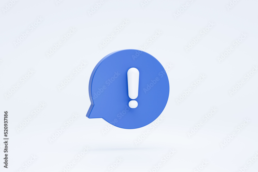 Fototapete exclamation or attention caution warning sign or symbol icon 3d rendering