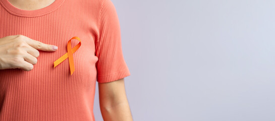 Orange Ribbon for Leukemia, Kidney cancer day, world Multiple Sclerosis, CRPS, Self Injury...