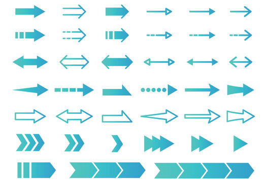 矢印のアイコンセット　ブルーのグラデーション