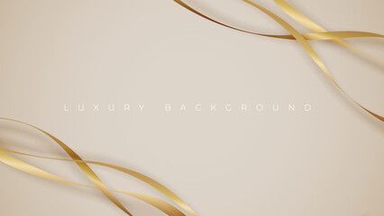 Abstract luxury background with golden ribbon elements. Elegant background with glitter gold lines decoration. Vector illustration