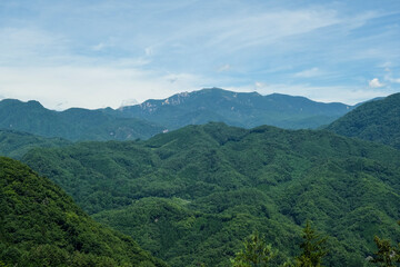 Fototapeta na wymiar 昇仙峡から見る夏の秩父連山
