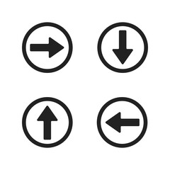 arrows in a circle in four different directions up, left, right, down isolated on white background. Collection of concept arrows for web design, mobile apps, interface and more