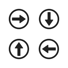 arrows in a circle in four different directions up, left, right, down isolated on white background. Collection of concept arrows for web design, mobile apps, interface and more