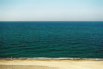 Fototapeta na wymiar open sea ocean blue water and endless sky