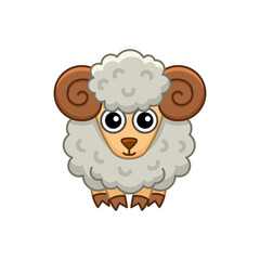 Farm animal. Funny little sheep in a cartoon style