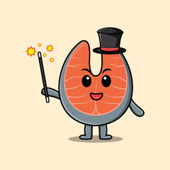 A gorgeous smart cute cartoon magician fresh salmon style design 