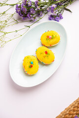 Malai Chop or Cream sandwich made using filling Rasgulla or Gulab jamun sweet is a Bengali sweet