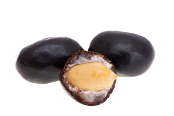 peanuts in chocolate glaze isolated