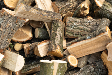 background of chopped oak firewood