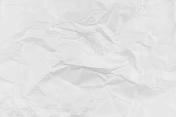 White crumpled paper texture background, clean white wrinkled paper, top view.