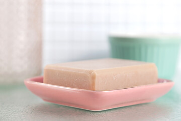 Soap on the rose soap-dish