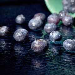 Wet blueberries