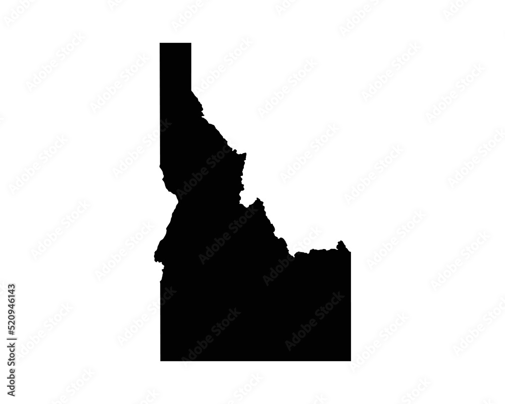 Wall mural Idaho US Map. ID USA State Map. Black and White Idahoan State Border Boundary Line Outline Geography Territory Shape Vector Illustration EPS Clipart