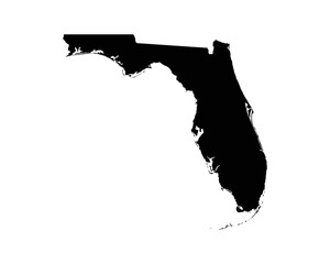 Florida US Map. FL USA State Map. Black and White Floridan State Border Boundary Line Outline Geography Territory Shape Vector Illustration EPS Clipart