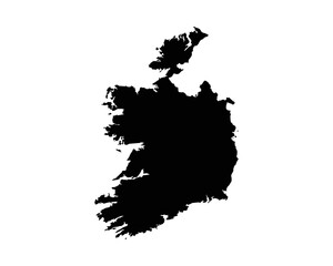 Republic of Ireland Map. Irish Country Map. Black and White Ireland National Nation Outline Geography Border Boundary Shape Territory Vector Illustration EPS Clipart
