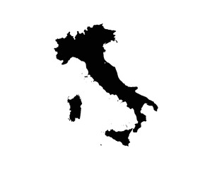 Italy Map. Italian Country Map. Black and White Italiana National Nation Outline Geography Border Boundary Shape Territory Vector Illustration EPS Clipart