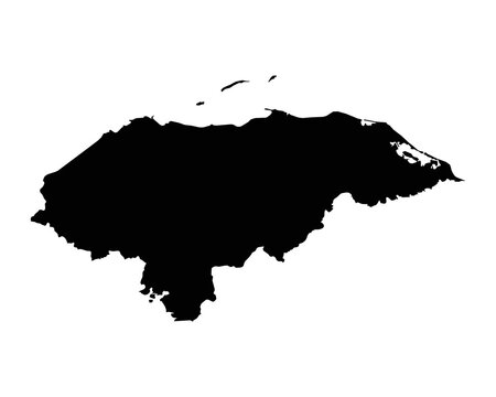 Honduras Map. Honduran Country Map. Black and White National Nation Outline Geography Border Boundary Shape Territory Vector Illustration EPS Clipart