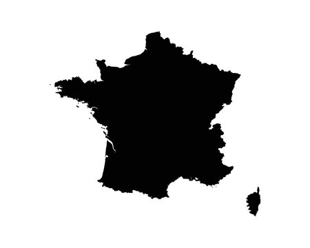 France Map. French Country Map. Française Black and White National Nation Outline Geography Border Boundary Shape Territory Vector Illustration EPS Clipart