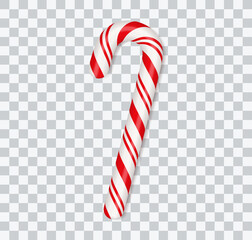 Fototapeta na wymiar Christmas candy canes. Christmas stick. Traditional xmas candy with red and white stripes. Santa caramel cane with striped pattern. Vector illustration isolated on transparent background.