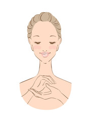 丁寧なスキンケアをする美しい女性
