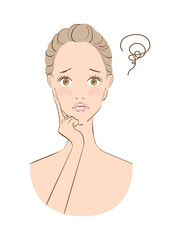 スキンケア方法に悩む美しい女性
