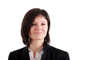 Young businesswoman isolated on white