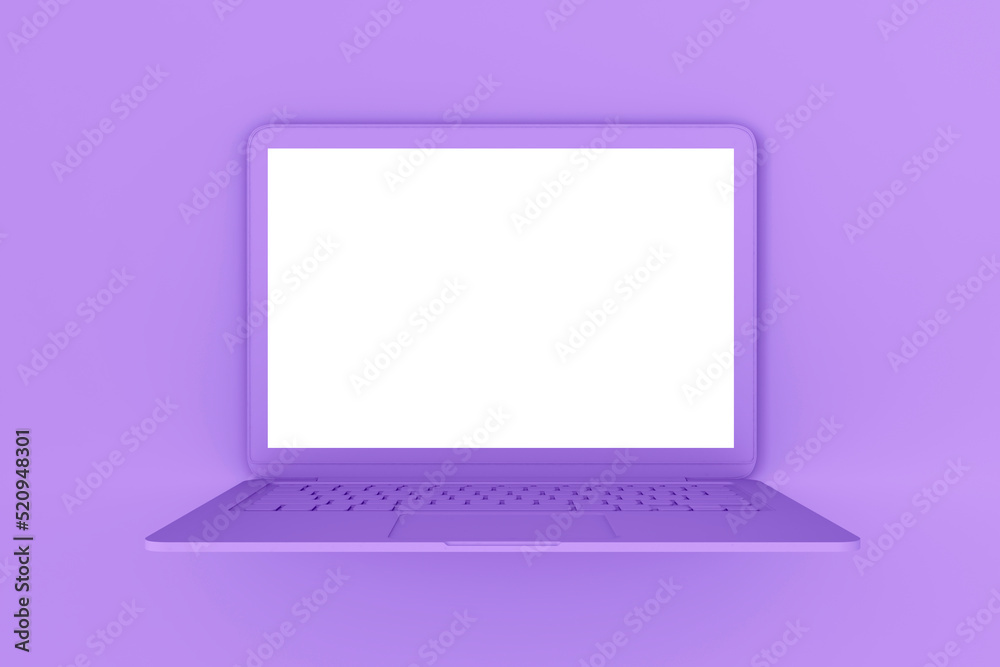 Aufkleber abstract image of seamless purple laptop with white screen background. design and device concept. mo
