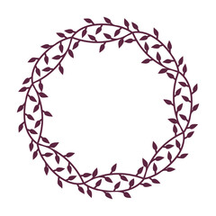 Minimalist leaf wreath, botanical decorative circle frame. Multipurpose vector illustration