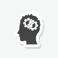 Gears in head sticker icon