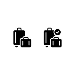 Approved Baggage Luggage Suitcase Checked Check Outline Icon, Logo, and illustration Vector Glyph solid Icon, Logo, and illustration