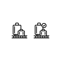 Approved Baggage Luggage Suitcase Checked Check Outline Icon, Logo, and illustration