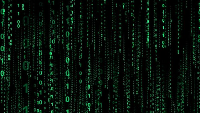 code background, Binary Code Matrix Rain Effect Background With green Numbers Moving Downward On  black Screen 
