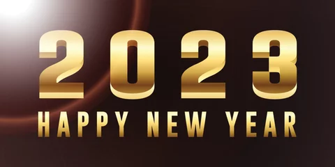 Fotobehang 2023 new year background design with 3d eek and golden color © Royin