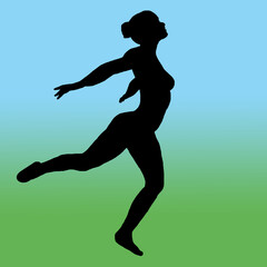 Fototapeta na wymiar femme cour danse logo