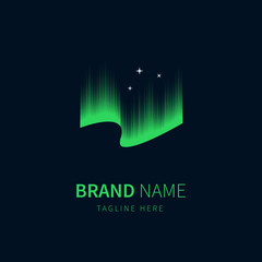 aurora logo illustration with green color and stars