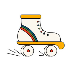 Roller 70s 80s in style flat. Isolated vector retro  illustration.